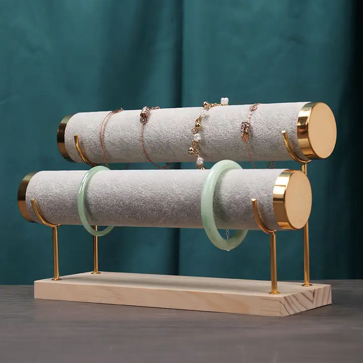 シンプルなジュエリーブレスレットスタンド【ゴールド・三段・ディスプレイ用】（セットアップ対応）