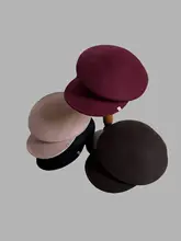 エレガントなデザイン！冬用ウールベレー帽【コーヒー色・赤色・型崩れしにくい】