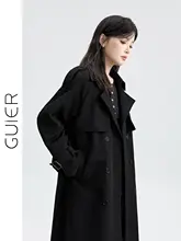 黒のトレンチコート【秋用・カジュアル・フィット・クラシックデザイン】