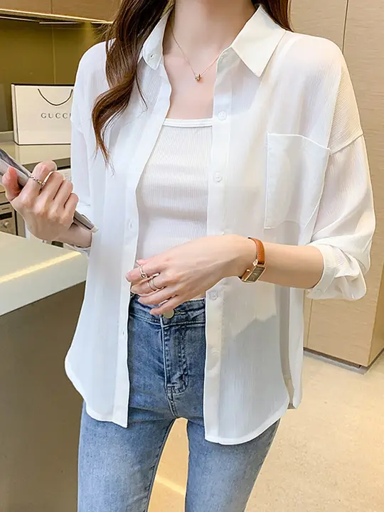 小柄向け アイスシルク UVカットシャツ【夏用・薄手・長袖・カーディガン】