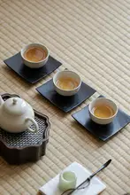 侘寂風の天然木製コースター【茶道用・熱絶縁・シンプルデザイン】