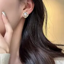 人魚姫風 パール調イヤリング【華やかデザイン・クリスタル装飾・穴あけ不要】