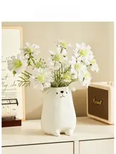 かわいいカートゥーン陶器の犬の花瓶【リビングや玄関の装飾用】