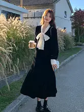 高級感のある黒色ドレス【フレンチスタイル・膝下丈・スリム効果】
