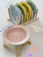 陶器製 ペット用飛碟型ボウル【首を守るデザイン・水と餌用・耳付き】