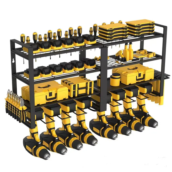 壁掛け工具ラック【電動工具収納用・ドリルホルダー対応】