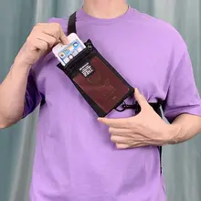 軽量ネックポーチ【男女兼用・ブラック・ナイロン製・携帯電話・パスポート用・ジッパー付き】