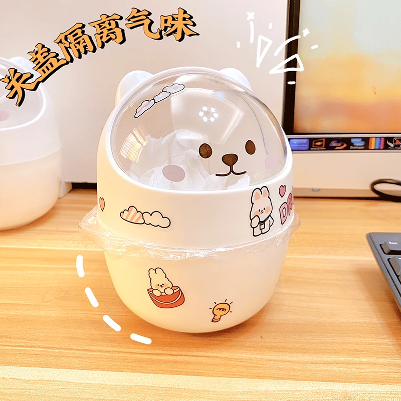 かわいいミニデスクゴミ箱：ふた付き・オフィス用・家庭用の実用性と安全性