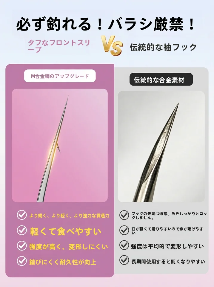 川泽強硬鋭利袖釣りフック【黒坑・バラ釣り用・短子線・ダブルフック】