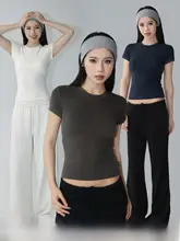 Audwyn ベーシック ラウンドネック 半袖Tシャツ【高弾性・スリムフィット・重ね着に最適】