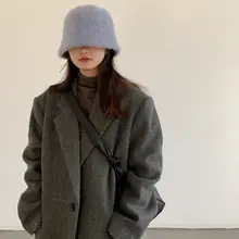 ウサギ毛の毛皮ハット【冬用・女の子・保温・バケットハット・ラウンドフェイス対応】