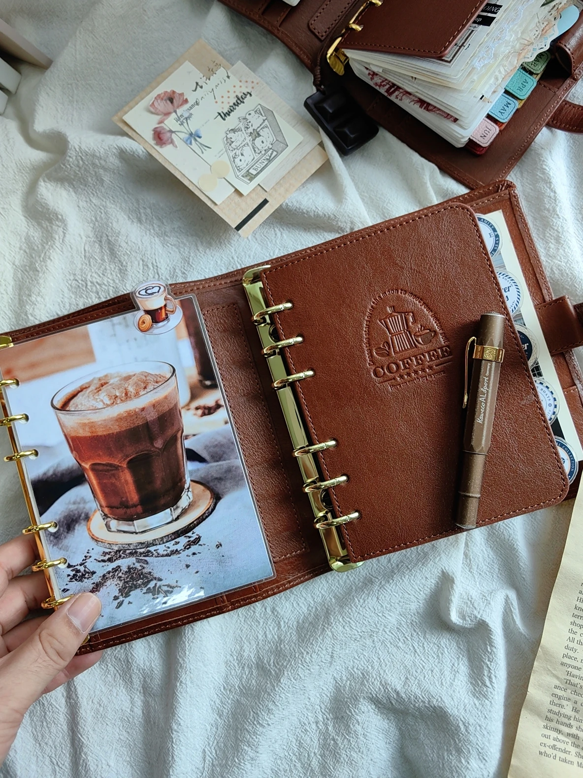 手作りコーヒーシリーズ ヴィンテージ本革コーヒーカラー 手帳型バインダー：A5サ イズでハンドドリップコーヒーに最適な記録ツール