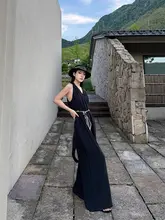 高級感あるハイネックVネックマタニティパンツ【女性用・夏・ワイドレッグ】（セットアップ対応）