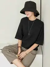 極上の柔らかさのコットン中袖Tシャツ【女性用・七分袖・ルーズフィット・おしゃれ】