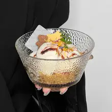 ハンスタイルの槌目模様ガラスボウル【デザート・朝食用・フルーツサラダ・アイスクリーム・燕窝用】