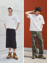 夏用 メンズ 半袖Tシャツ【コントラストデザイン・ラウンドネック・個性的な刺繍】