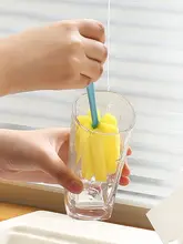 ガラス杯用クリーニングブラシ【長柄・スポンジ付き・キッチン用】