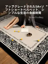 高級感あるレトロデザイン ラグ【防水・洗濯不要・リビング・ブラック＆ホワイト】