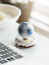 サッカーボール オブジェ セラミック 回転式 卓上インテリア 記念品 ギフト 贈り物