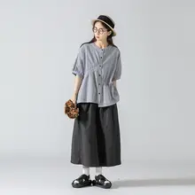 チェックデザインの短袖シャツ【フィット・クルーネック・カジュアル】