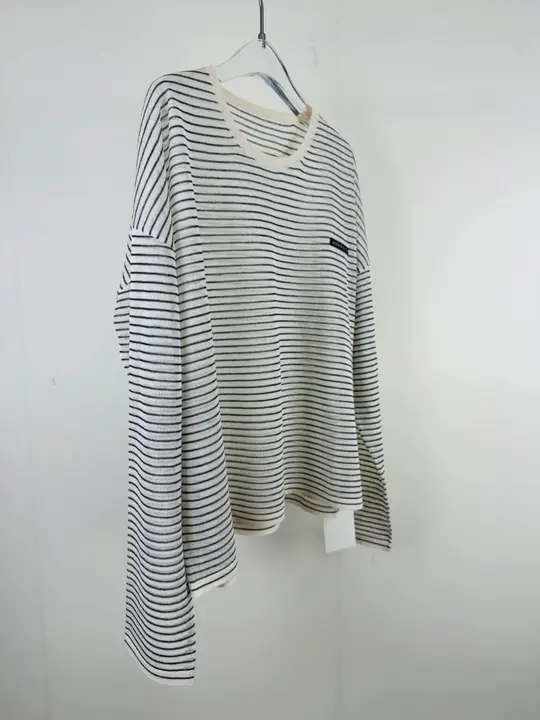 CHIC リネンライセール軽量ストライプ長袖Tシャツ【快適透湿・ラグランスリーブ・レディース】