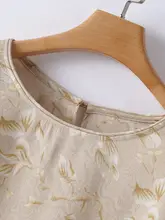 杭州製真丝 夏用プリントTシャツ【女性用・丸首・短袖】