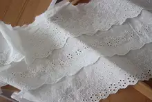 片側綿布エッジ刺繍レーストリムの服飾用長尺素材【DIY用スカートトリム・襟素材・縫い付け可】
