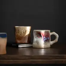 ヴィンテージ手作り陶器のアメリカンラテカップ【家庭用・創造的デザイン・手淹れ用マグカップ】