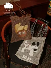楽しいキノコ刺繍デザインのトートバッグ【レッド・軽量・カジュアル】