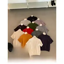 ハイネックニットセーター【半袖・カジュアル・女性用】