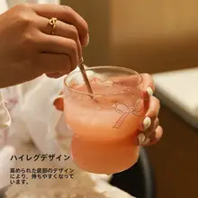 ブルーリリーパターンの耐熱ガラスマグカップ【家庭用・オフィス用・個人用】