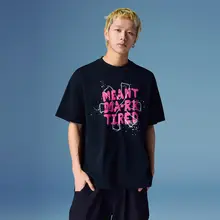 半袖Tシャツ メンズ ソルナ クルーネック レタード 抗菌 紫外線対策 ストリート アメリカン風「TIRED」