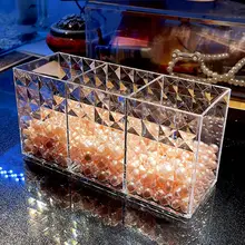 透明アクリル製 メイクブラシ収納バケツ【デスクトップ用・化粧品整理ボックス】