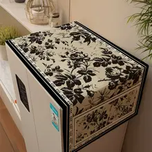 収納袋付き 厚手コットンリネン 冷蔵庫用ホコリ防止カバー【ヴィンテージスタイル・ダブルドア用】