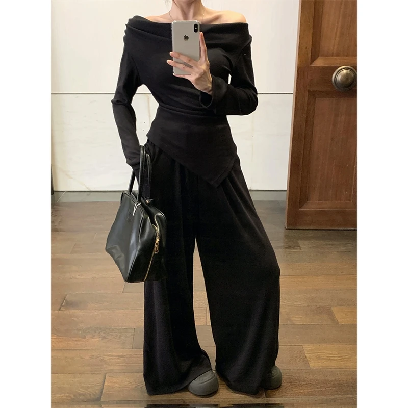 黒ニットコーデの旬な着こなし：レイライ ブラックニット長袖2点セットの実用性とシーン別適用