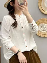 花柄レース襟長袖シャツ【ストレートフィット・コットン素材・ゆったりシルエット・大きいサイズ・春秋用】（セットアップ対応）