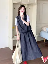 トレンド感漂うデニムトップスとスカートの組み合わせ【ショートスリーブ・女子向け・春夏対応】（セットアップ対応）