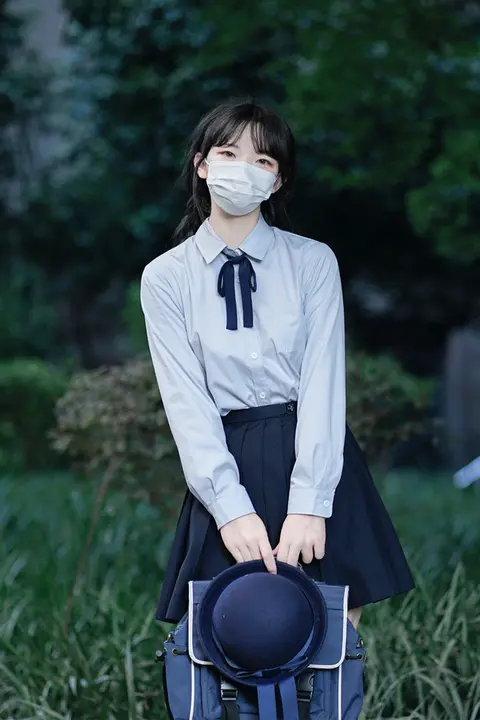 桜の家族 JKシャツ【薄灰色・長袖・学生制服・ロングタイプ・カレッジスタイル】