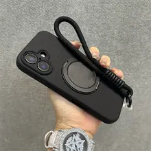 360度回転スタンド付きiPhone用ケース【液体シリコン・防落性能・ビジネス向け・ブラック】