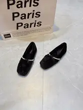 温もりのあるマリージェーンシューズ【加絨・快適なフラット・ビーズ装飾】