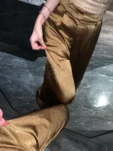 感のあるストレートパンツ【醋酸素材・ゆったりフィット・女性用】