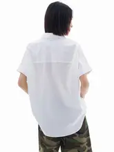 evewang 夏用無地半袖シャツ【前短後長・ゆったりシルエット・両ポケット・UVカット】