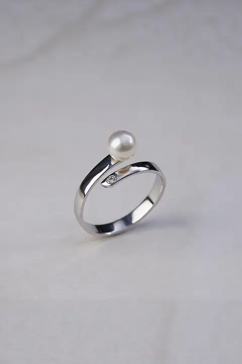 天然淡水真珠リング【純銀・開放型・調節可能】
