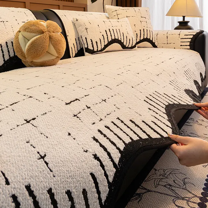 北欧スタイル 不規則デザインソファクッション【滑り止め・3人掛け用・高級感ある背もたれカバー】