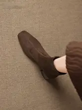春用レトロデザインショートブーツ【フレンチスタイル・スクエアトゥ・粗めヒール】