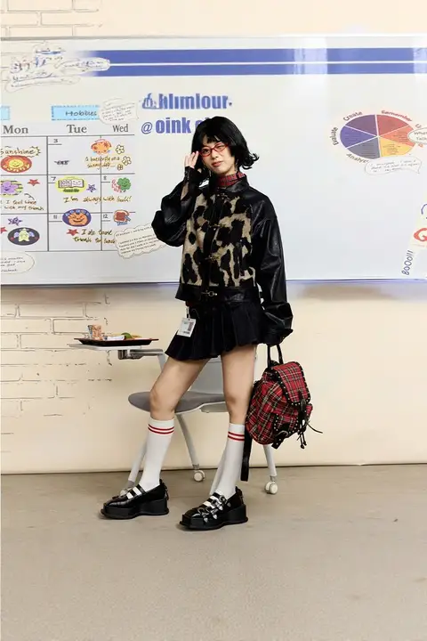 ヒョウ柄 ジャケット【レトロスタイル・フラップ付き・女性用】