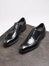 男性用 手作り本革ビジネスシューズ【光沢仕上げ・デザインオックスフォード】