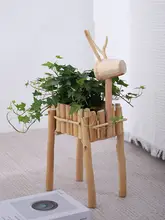 可愛い小鹿の木製花槽【多肉植物用・インテリア装飾】