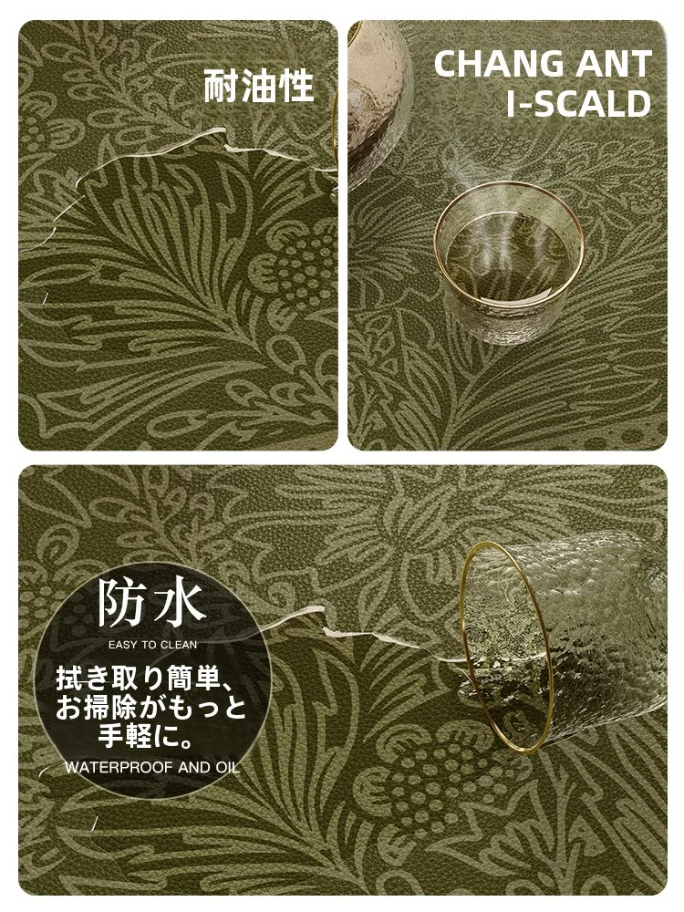 異形ダイニングマット：レトログリーンの高級感と防水性能を実証