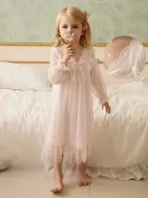 子供用長袖プリンセス風パジャマ【春秋用・薄手・アイスシルク】（セットアップ対応）